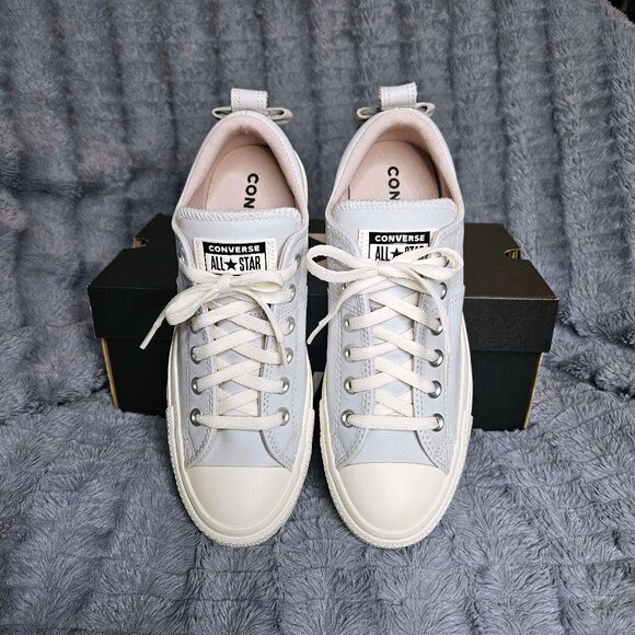 NEW! Converse Women's Pale Gray LEATHER Madison OX , Bow accent, size US 8.5 - Picture 3 of 10